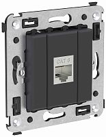 Розетка компьютерная экранированная без рамки DKC Avanti 1-м. RJ45 6е черный матовый картинка